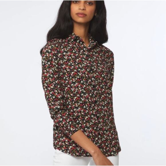 BeachLunchLounge BLL Black Floral Button Down Top Viscose Alanna Blouse S Small - Picture 1 of 10